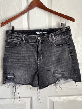 Old Navy High Rise Black Distressed Denim Shorts Size 10